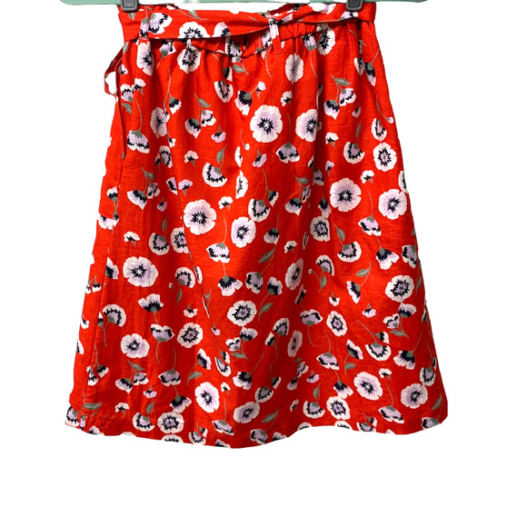 J Crew Red Bow Floral Pencil Skirt XS - Picture 2 of 8